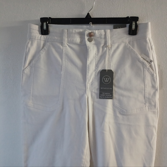 Wit & Wisdom Optic White High Rise Luxe Touch Itty Bitty Boot Elastic Waistband - Picture 6 of 7